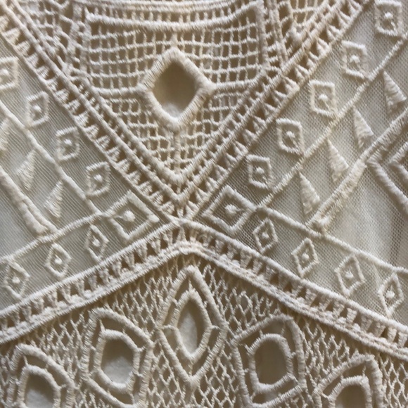 Ella Moss Cream Color embroidered sheer Dress - Picture 6 of 10